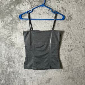 Vintage Y2K Metallic Gray Tank Futuristic Cyber Clubbing Tank 2000's 90s Small